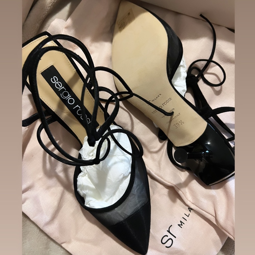 Sergio Rossi - Black suede/ mesh pumps